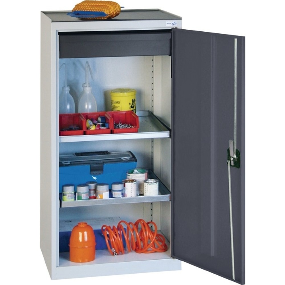 Illustration du produit: stumpf® Armoire à outils / armoire d'appoint, 1 tiroir, 2 tablettes, H 1 000xL 500xP 500 mm, gris clair / gris anthracite