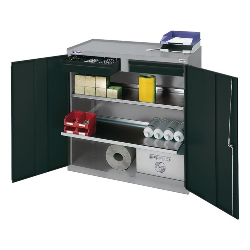 Illustration du produit: stumpf® Armoire à outils / armoire d'appoint, 2 tiroirs, 2 tablettes, H 1 000xL 1 000xP 500 mm, gris clair / gris anthracite