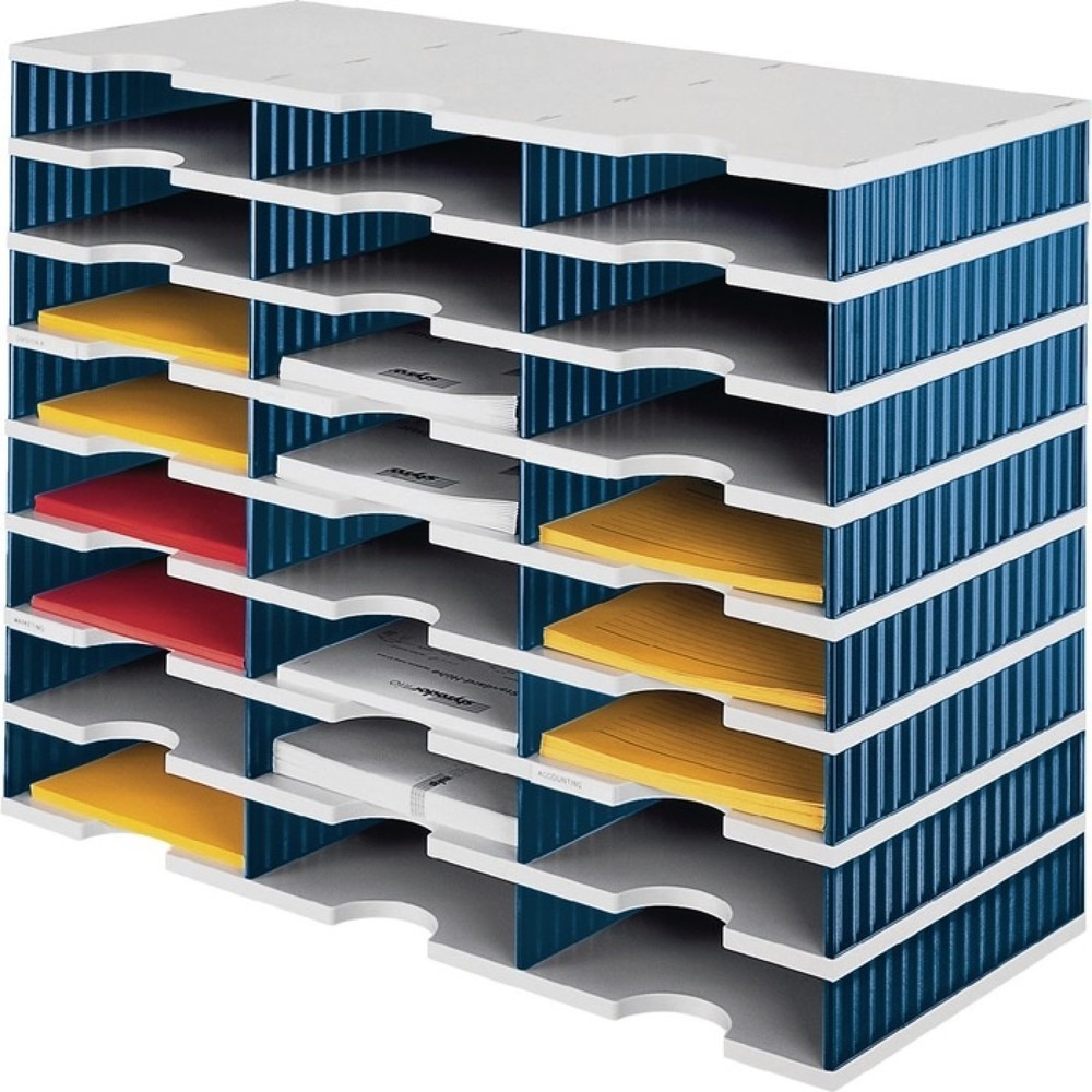 Produktabbildung Nr. 3: styro Sortierablage Trio, H363xB723xT331mm, 15 Fächer, Polystyrol grau/blau