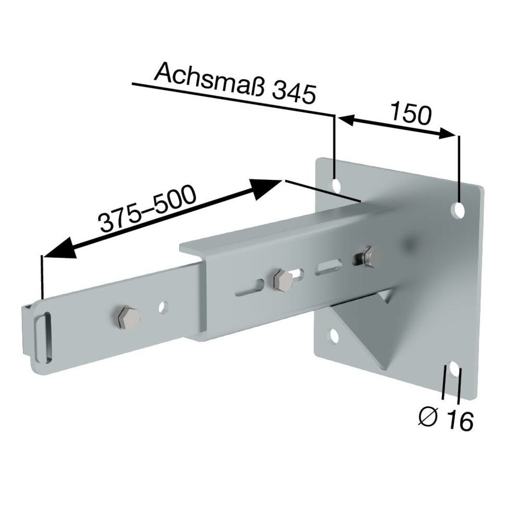 Produktabbildung Nr. 2: Munk Support mural av. étrier de serrage, réglable 375-500 mm, acier galvanisé