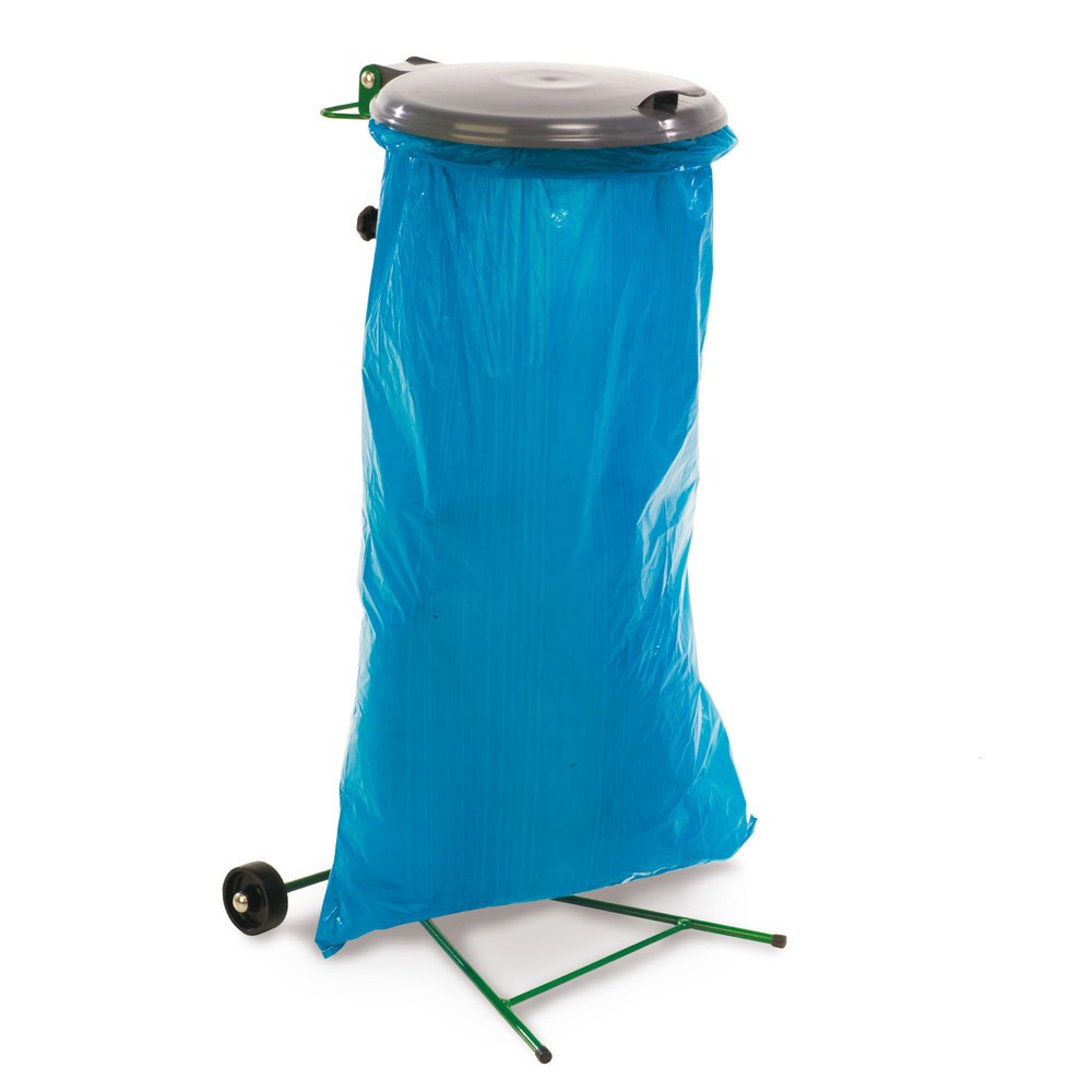 Illustration du produit: RENNER Support pour sac poubelle spécial pour sacs de 70 et 120 litres, avec 2 roues en plastique, galvanisé à chaud