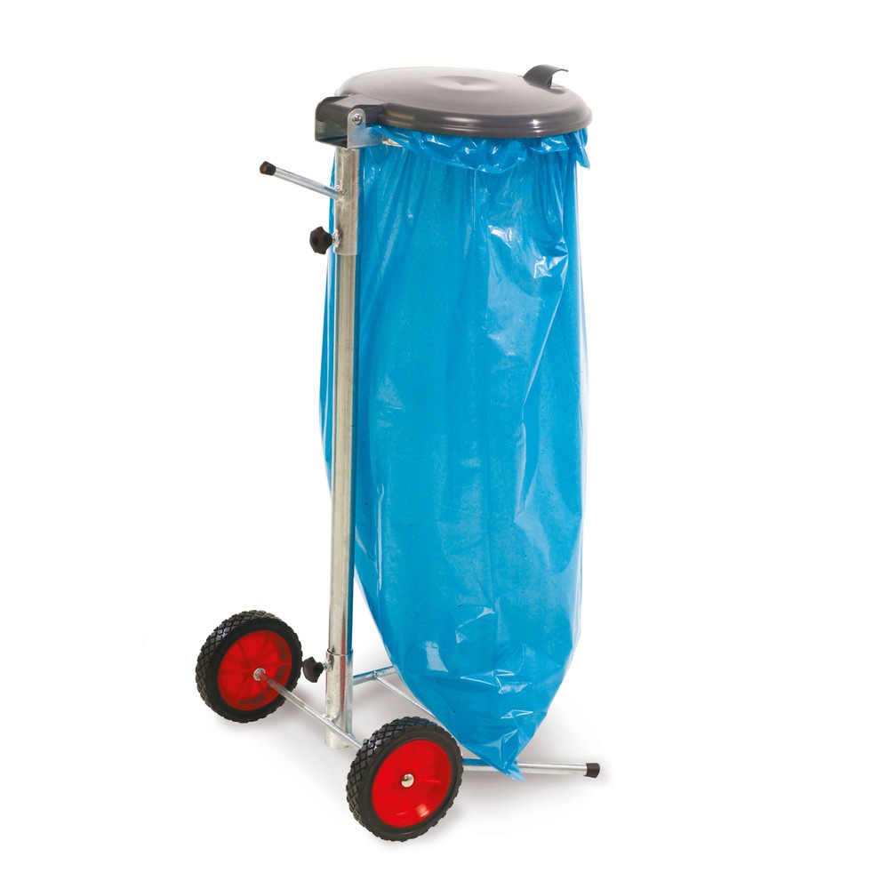 Illustration du produit: RENNER Support pour sac poubelle spécial pour sacs de 70 et 120 litres, avec 2 roues extra-grandes, galvanisé à chaud