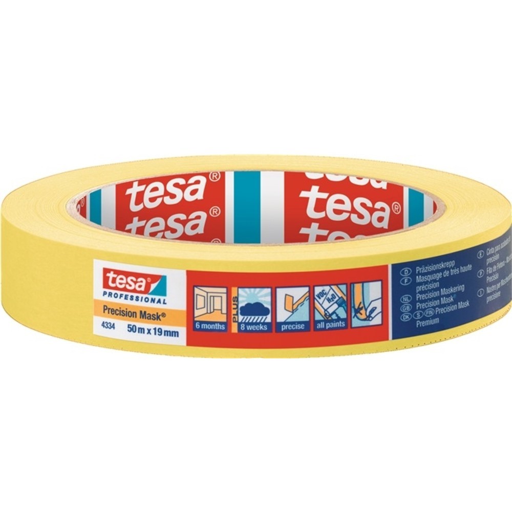 Produktabbildung Nr. 2: Crêpe de précision 4334 lisse jaune longueur 50 m largeur 19 mm rouleau TESA