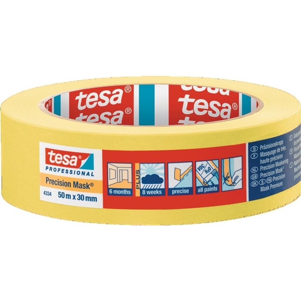 Produktabbildung Nr. 2: Crêpe de précision 4334 lisse jaune longueur 50 m largeur 30 mm rouleau TESA