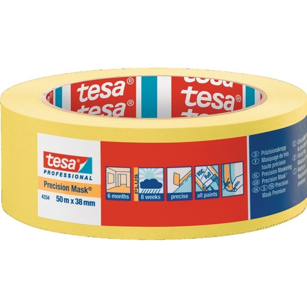 Produktabbildung Nr. 2: Crêpe de précision 4334 lisse jaune longueur 50 m largeur 38 mm rouleau TESA