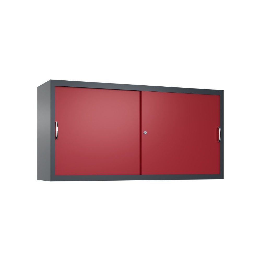 Produktabbildung Nr. 1: Surmeuble pour armoire à portes coulissantes d’atelier C+P, 2 tablettes, H x l x P 790 x 1 600 x 400 mm, cloison de séparation, gris anthracite, rouge rubis
