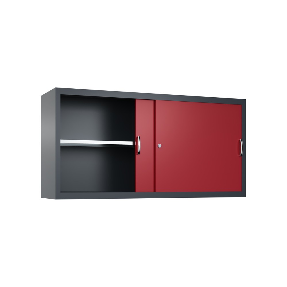Produktabbildung Nr. 2: Surmeuble pour armoire à portes coulissantes d’atelier C+P, 2 tablettes, H x l x P 790 x 1 600 x 400 mm, cloison de séparation, gris anthracite, rouge rubis
