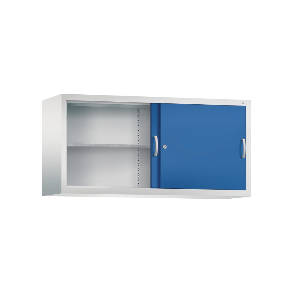 Produktabbildung Nr. 2: Surmeuble pour armoire à portes coulissantes d’atelier C+P, 2 tablettes, H x l x P 790 x 1 600 x 500 mm, cloison de séparation, gris clair, bleu gentiane