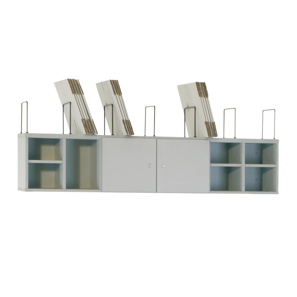 Illustration du produit: Système d’armoire pour tables d’emballage avec portes, séparateurs et tablettes, gris clair
