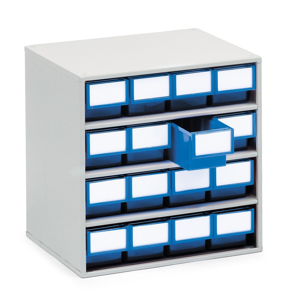 Illustration du produit: Système de rangement à tiroirs, 16 tiroirs, profondeur 300 mm, bleu