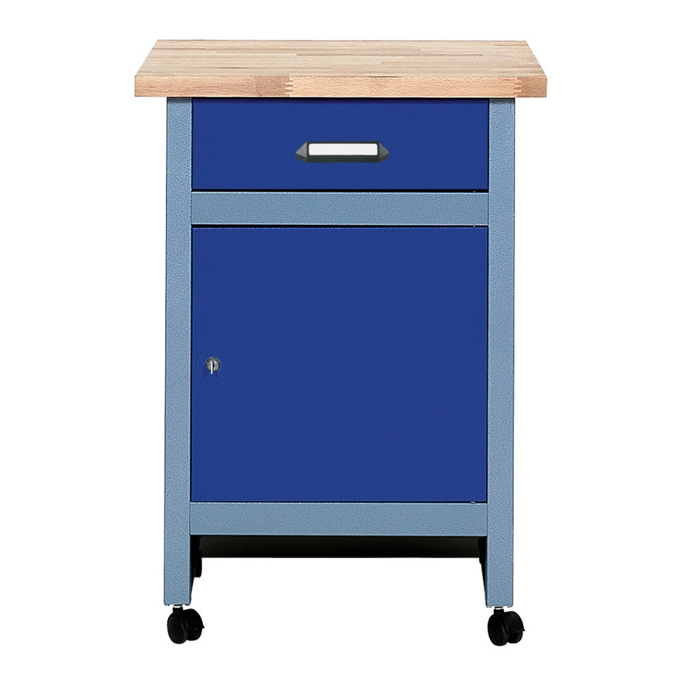 Illustration du produit: Table d’appoint pour établi avec 1 tiroir + 1 porte, lxP 600 x 600 mm, bleu