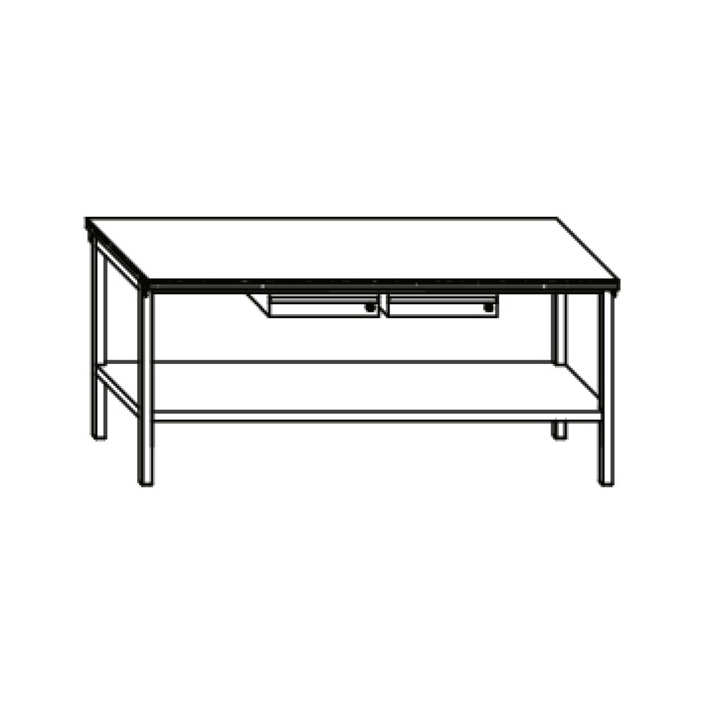 Produktabbildung Nr. 5: Table d’établi PAVOY avec 2 tiroirs + tablette, H x l x P 900 x 2 000 x 700 mm, gris clair, gris clair