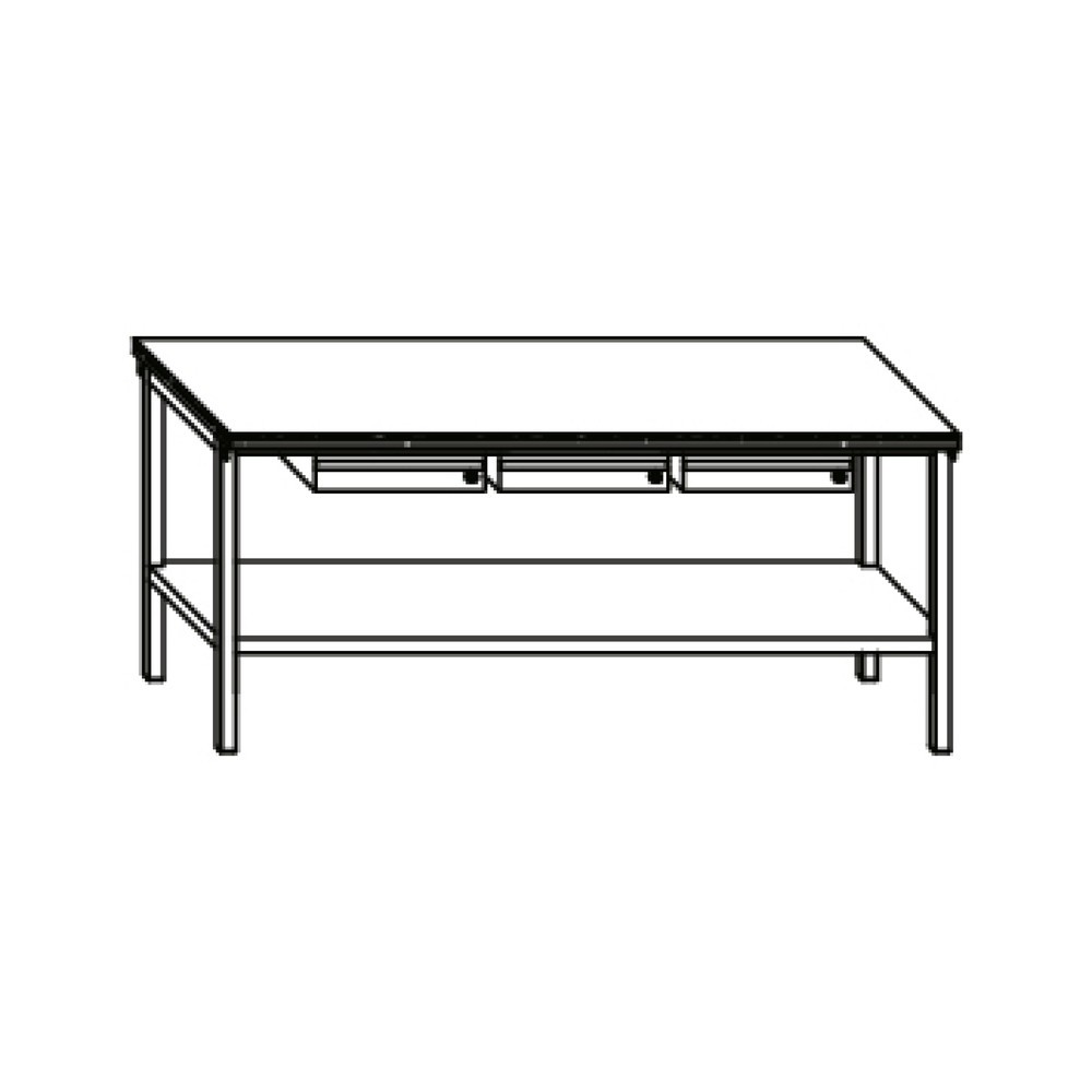 Produktabbildung Nr. 5: Table d’établi PAVOY avec 3 tiroirs + tablette, H x l x P 900 x 2 000 x 700 mm, bleu gentiane, gris clair