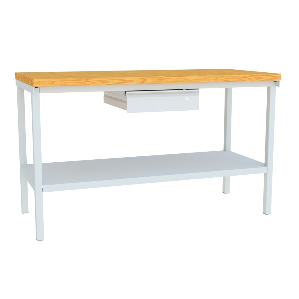Produktabbildung Nr. 4: Table d’établi PAVOY avec tiroirs + tablette, H x l x P 900 x 1 500 x 700 mm, gris clair, gris clair