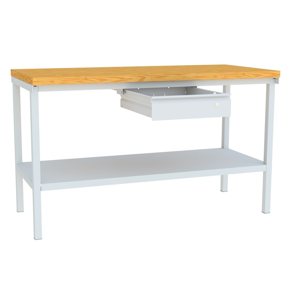 Produktabbildung Nr. 5: Table d’établi PAVOY avec tiroirs + tablette, H x l x P 900 x 1 500 x 700 mm, gris clair, gris clair