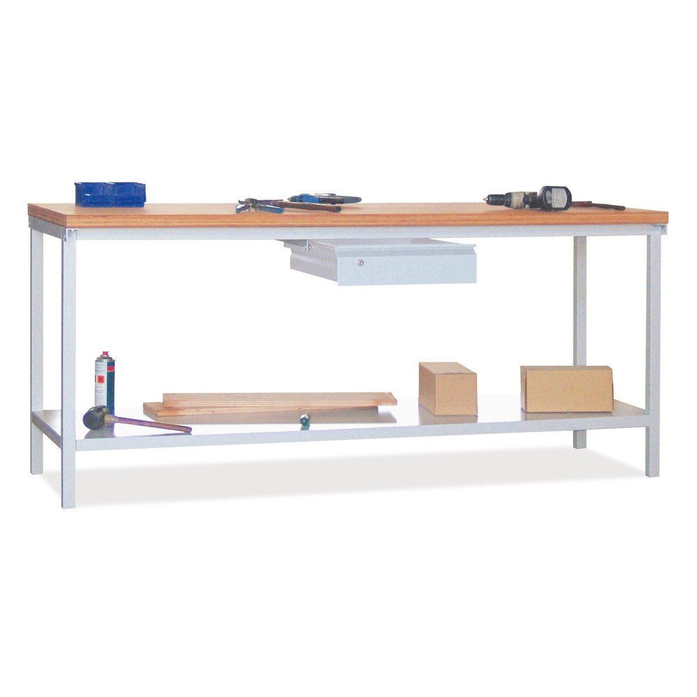 Produktabbildung Nr. 3: Table d’établi PAVOY avec tiroir + tablette, H x l x P 900 x 2 000 x 700 mm, gris anthracite, bleu gentiane