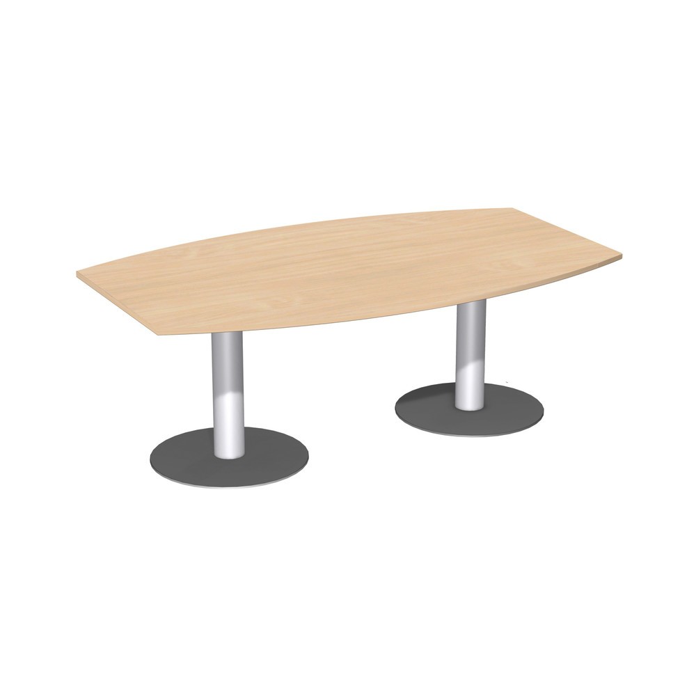 Illustration du produit: Table de conférence en forme de tonneau, pied à base ronde, l x P 2 000 x 800/1 200 mm, hêtre