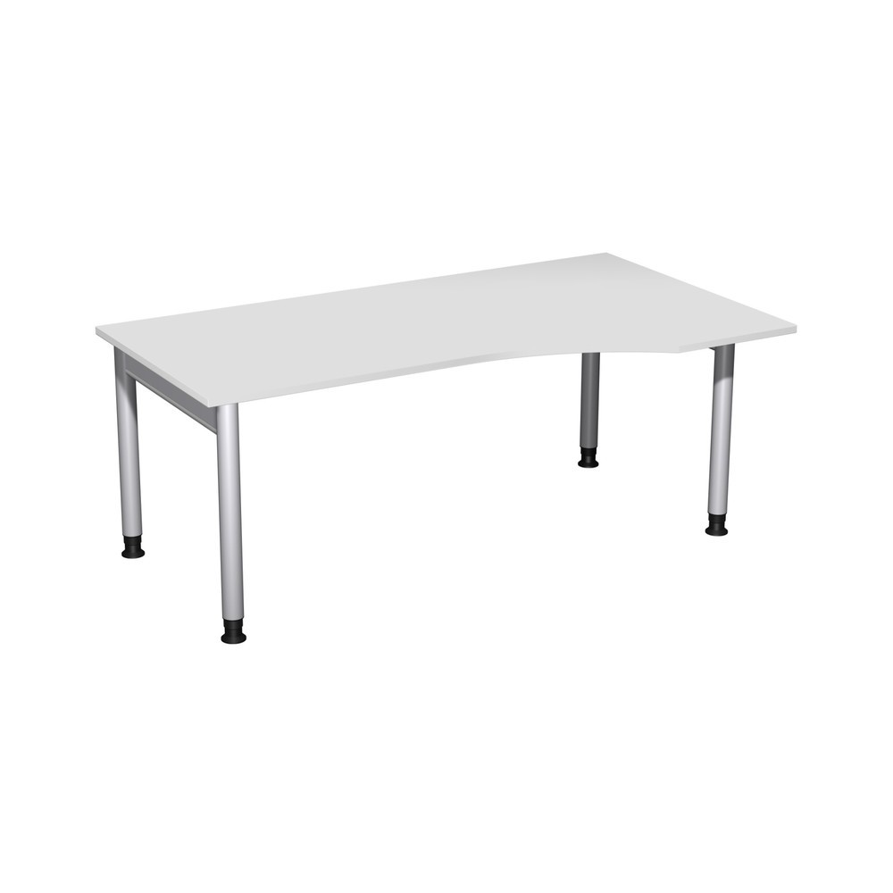 Illustration du produit: Table de travail pour PC Profi, bâti avec 4 pieds, réglable en hauteur, forme pour PC à droite, l x P 1 800 x 1 000 mm, gris clair