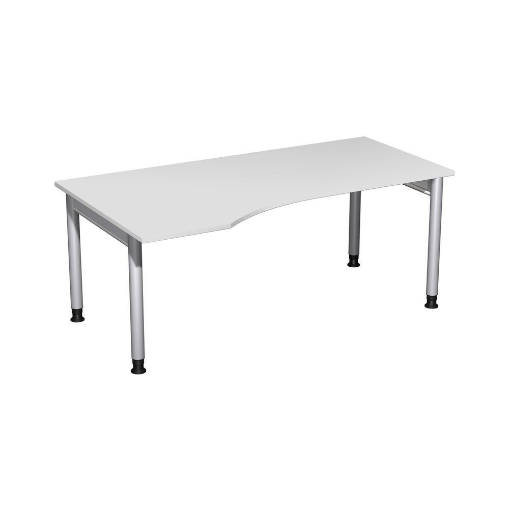 Illustration du produit: Table de travail pour PC Profi, bâti avec 4 pieds, réglable en hauteur, forme pour PC à gauche, l x P 1 800 x 1 000 mm, gris clair
