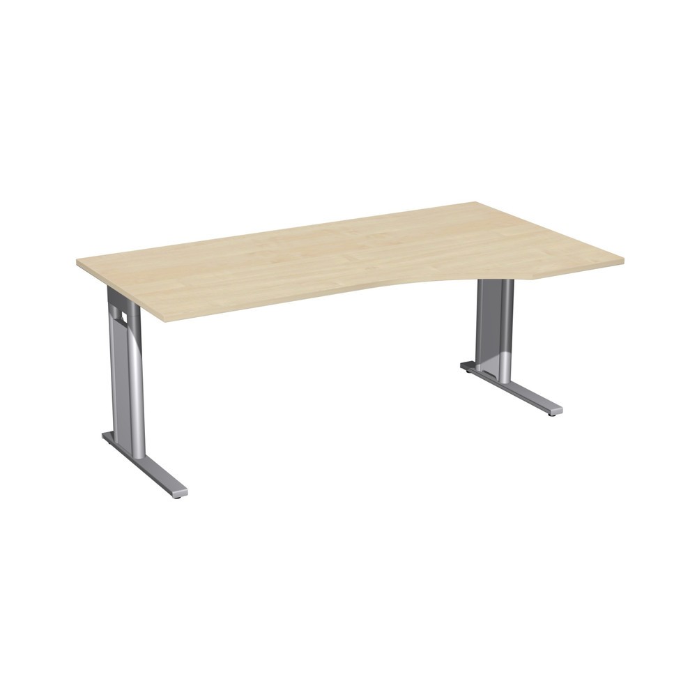 Illustration du produit: Table de travail pour PC Profi, bâti avec pied en C, forme pour PC à droite, l x P 1 800 x 1 000 mm, érable
