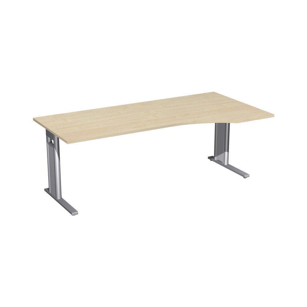 Illustration du produit: Table de travail pour PC Profi, bâti avec pied en C, forme pour PC à droite, l x P 2 000 x 1 000 mm, érable