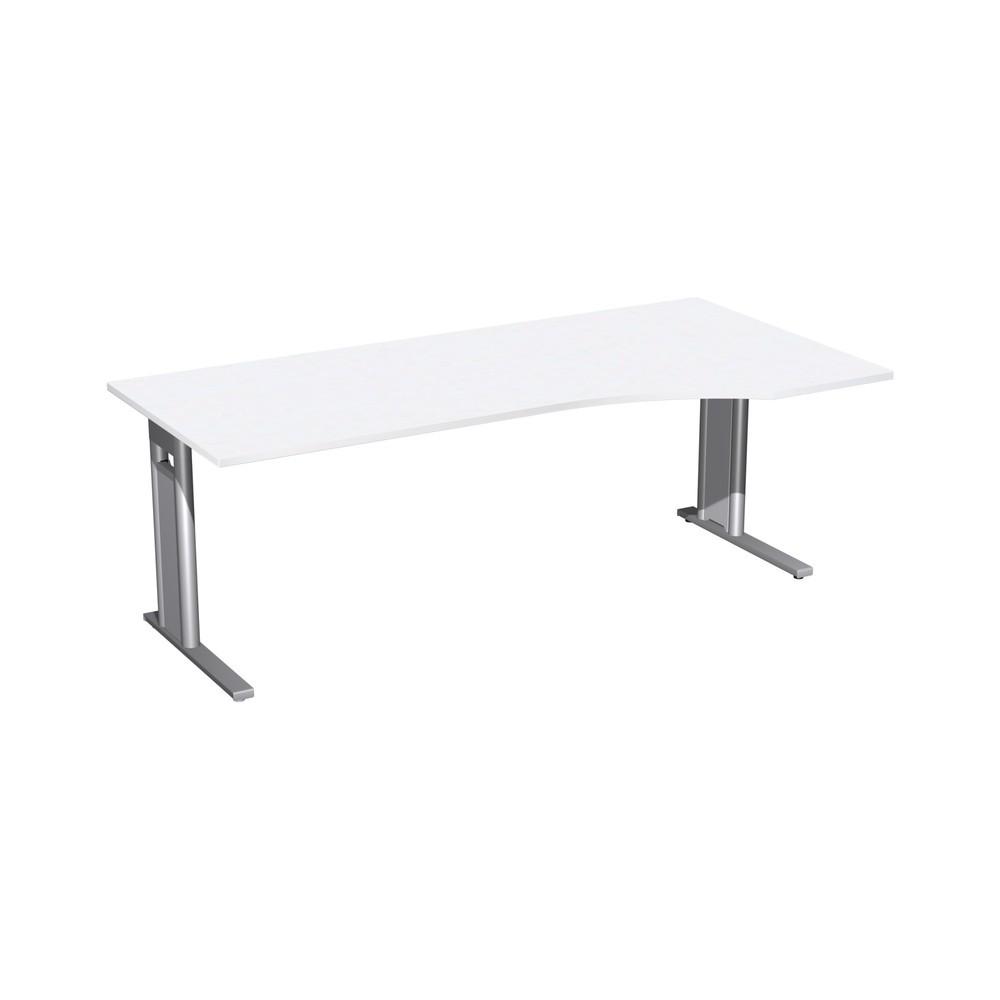 Illustration du produit: Table de travail pour PC Profi, bâti avec pied en C, forme pour PC à droite, l x P 2 000 x 1 000 mm, blanc