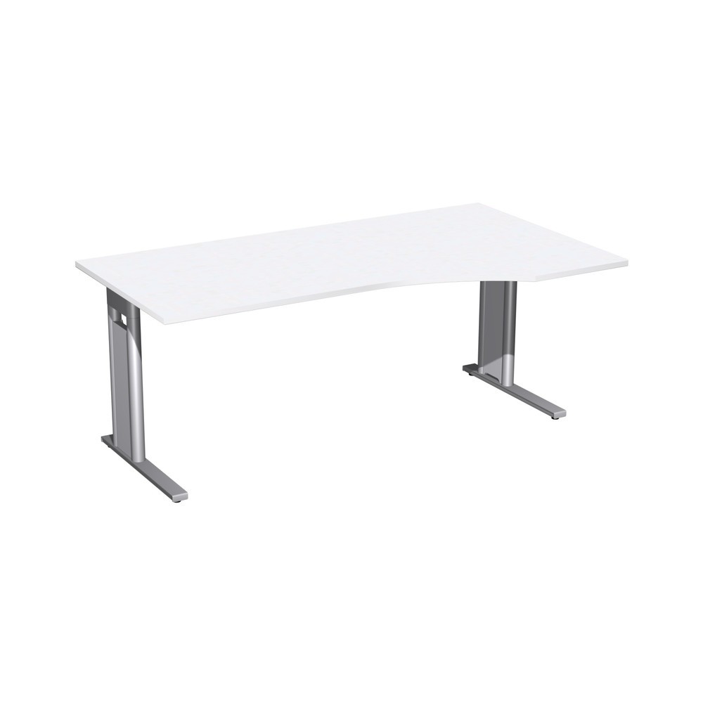 Illustration du produit: Table de travail pour PC Profi, bâti avec pied en C, forme pour PC à droite, l x P 1 800 x 1 000 mm, blanc