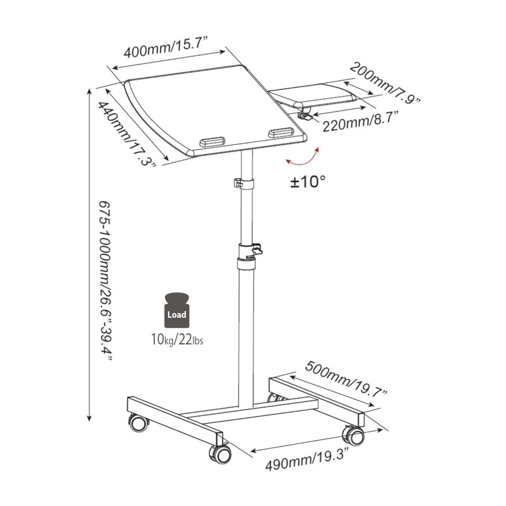 Produktabbildung Nr. 7: Table haute/support pour ordinateur portable hjh OFFICE avec roulettes VM-SL, noir