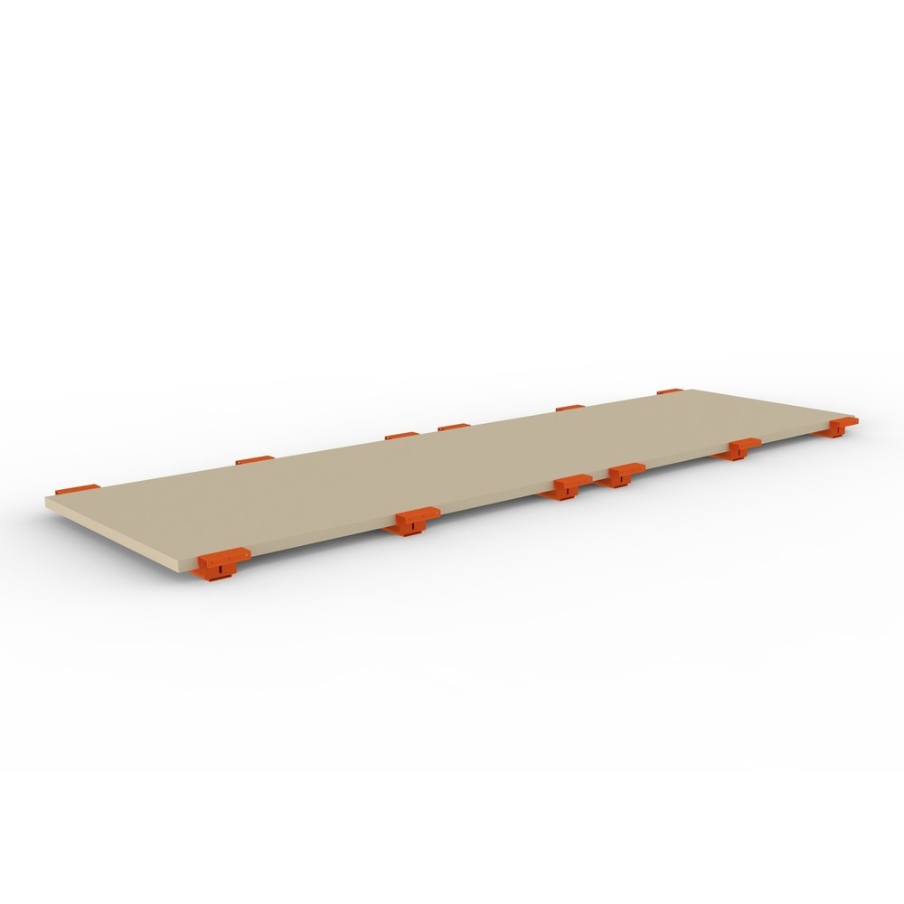 Illustration du produit: Tablette en aggloméré pour rayonnage à palettes META MULTIPAL, l x P 3 600 x 1 100 mm, avec traverses décalées