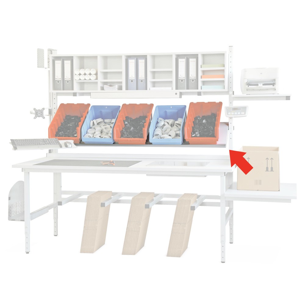 Illustration du produit: Tablette inclinable pour table d'emballage, largeur 1 600 mm, gris clair