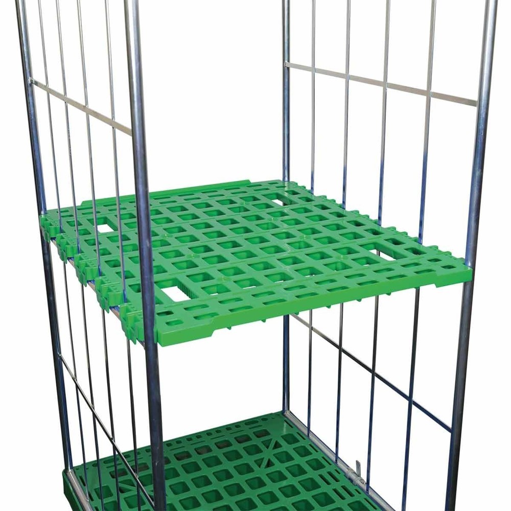 N° de l'image du produit 1 : Tablette intermédiaire en HDPE pour conteneur à roulettes Classic à 2 côtés, l x P 710 x 810 mm, vert signalisation
