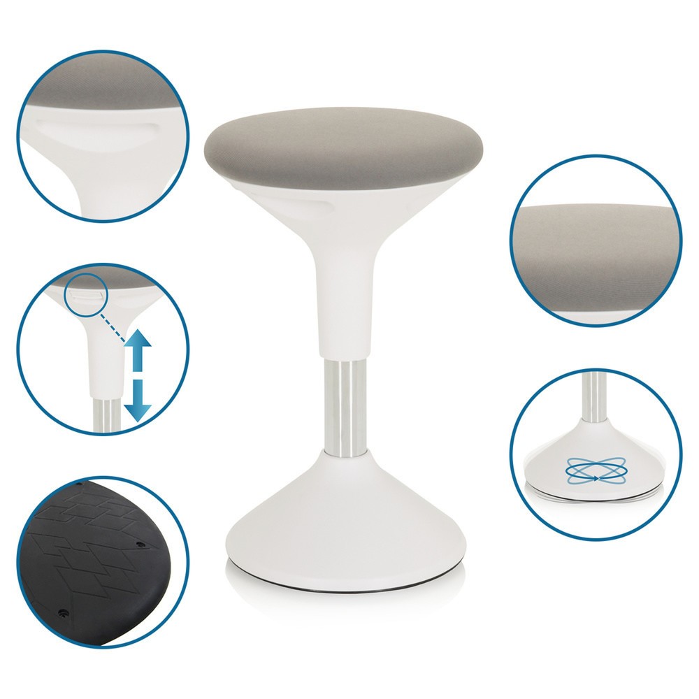 Produktabbildung Nr. 10: Tabouret assis-debout / siège assis-debout hjh OFFICE BALANCE SIT II W tissu, blanc/gris