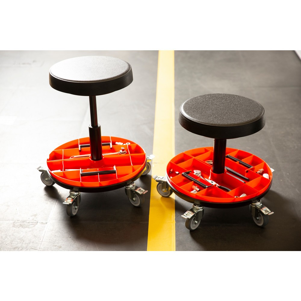 Produktabbildung Nr. 2: Tabouret avec plateau porte-outils en 2 parties, hauteur d’assise 520 à 545 mm, roulettes