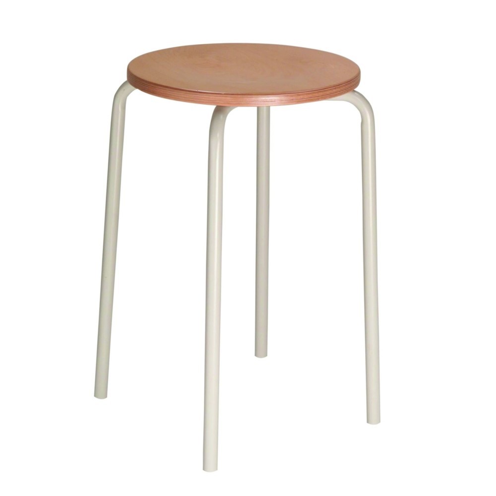 Illustration du produit: Tabouret empilable HEMMDAL en hêtre, hauteur d'assise 500 mm, patins, gris clair
