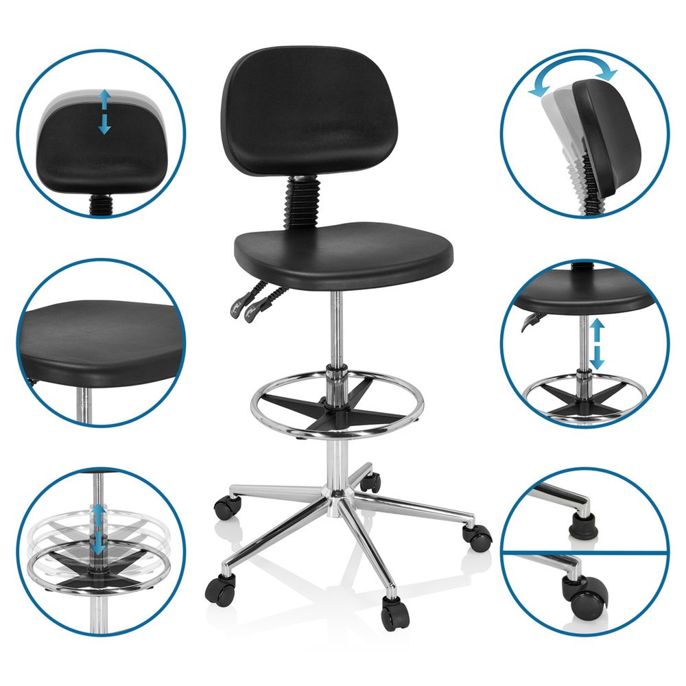Produktabbildung Nr. 10: Tabouret pivotant / siège de travail hjh OFFICE TOP WORK 24 I mousse rigide, noir