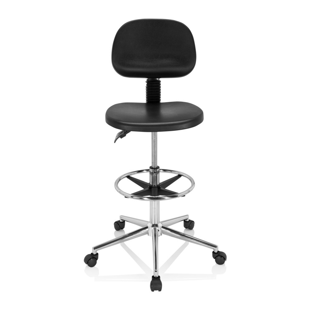 Illustration du produit: Tabouret pivotant / siège de travail hjh OFFICE TOP WORK 24 I mousse rigide, noir