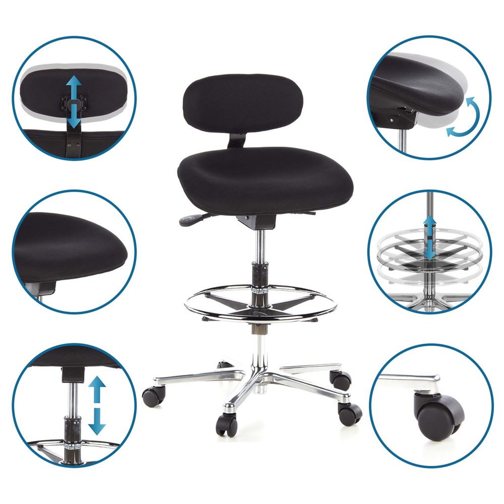 Produktabbildung Nr. 10: Tabouret / tabouret pivotant hjh OFFICE WORK MF tissu, noir