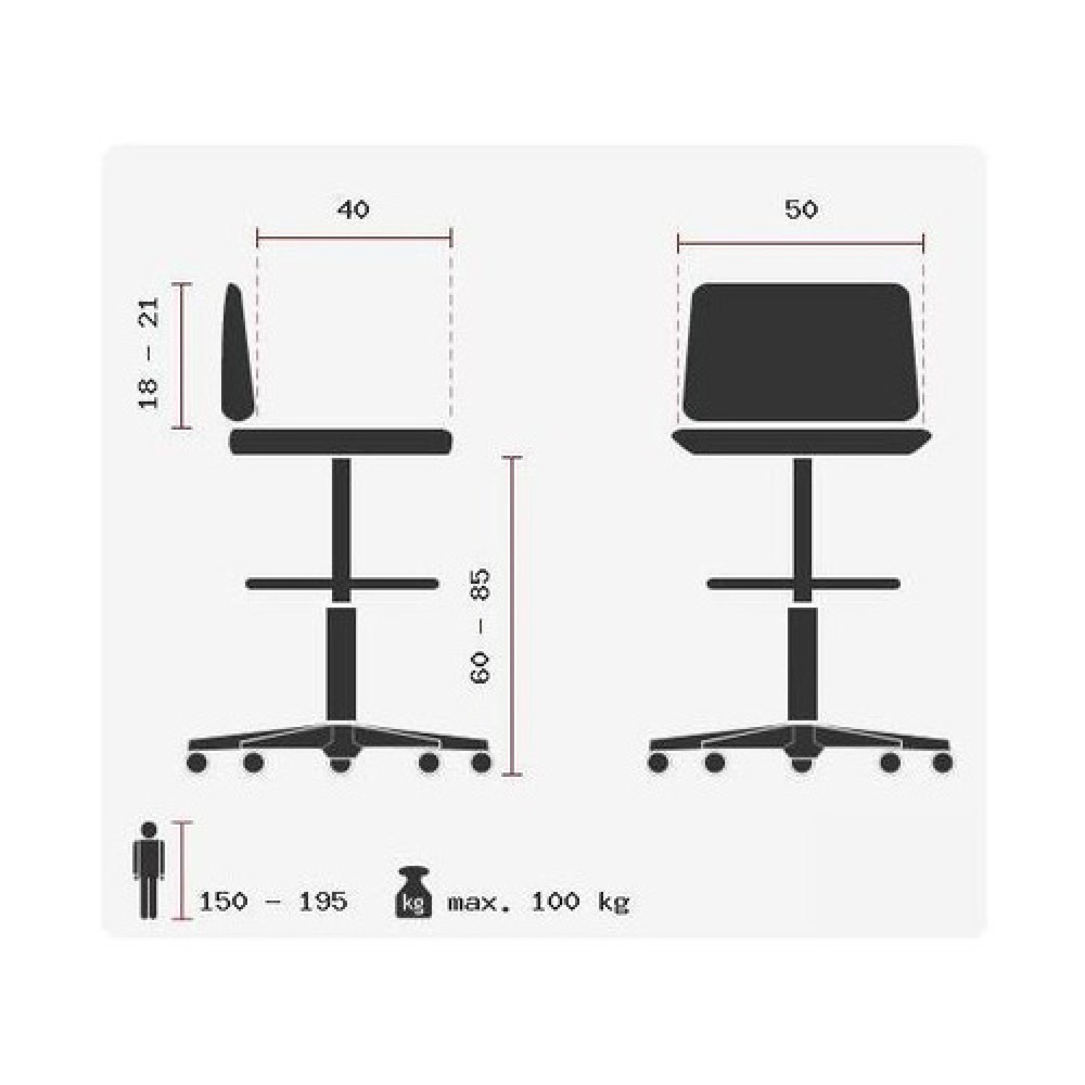 Produktabbildung Nr. 11: Tabouret / tabouret pivotant hjh OFFICE WORK MF tissu, noir