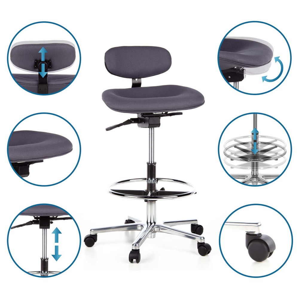 Produktabbildung Nr. 10: Tabouret / tabouret pivotant hjh OFFICE WORK MF tissu, anthracite
