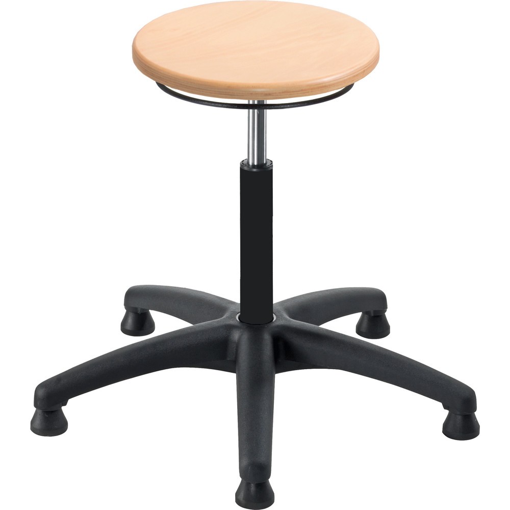 Illustration du produit: Tabouret Universal Plus, assise en hêtre, hauteur d’assise 390-520 mm, base plastique, patins