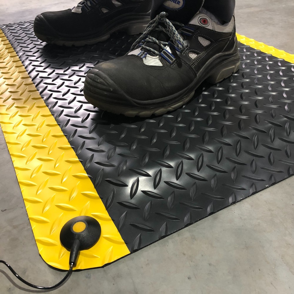 Produktabbildung Nr. 3: Tapis anti-fatigue ESD ErgoSoft Strong Steinbock®, sculptures en losange, double épaisseur, l x L 600 x 1 000 mm, noir/jaune