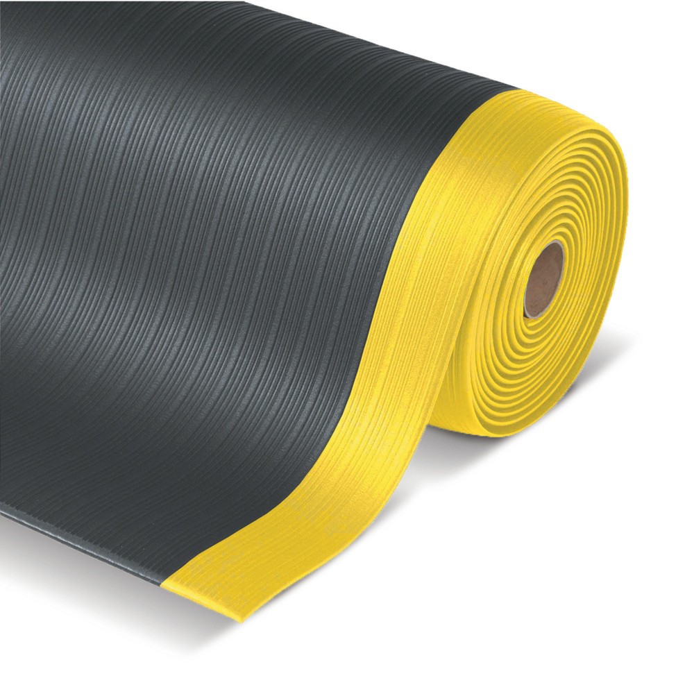 Illustration du produit: Tapis anti-fatigue Premium, mousse de vinyle, LxP 18,3 m x 910 mm, noir/jaune