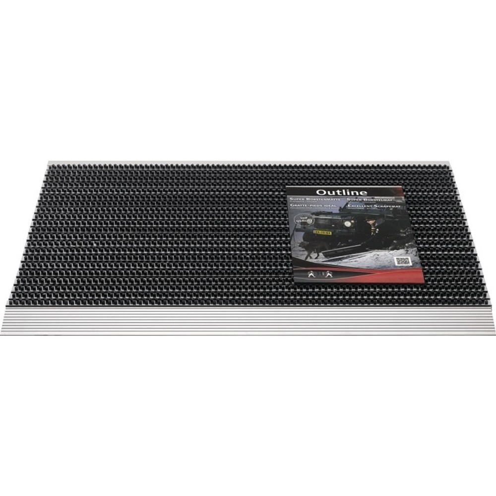 Illustration du produit: Paillasson à bord d'attaque en aluminium, L 500 x l 800 x E 22 mm, noir/argenté PP/alu