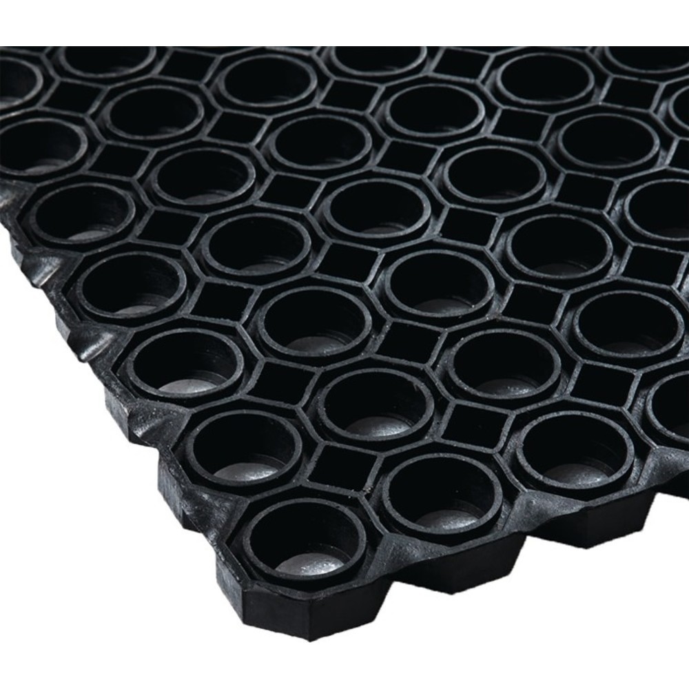 Illustration du produit: Tapis en caoutchouc alvéolé, noir NR / SBR, largeur 1 m longueur 1,5 m épaisseur 22 mm, sans insert en tissu