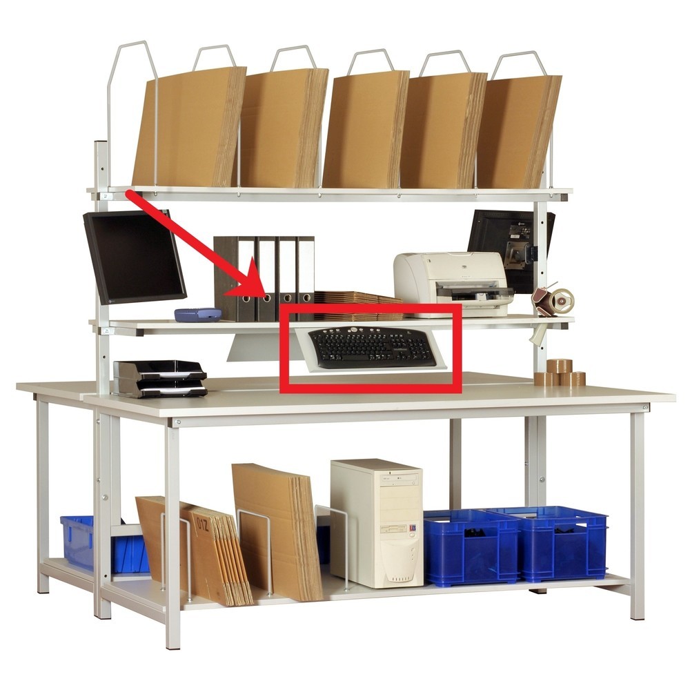 Produktabbildung: Tastaturablage für Packtische, BxT 300 x 150 mm
