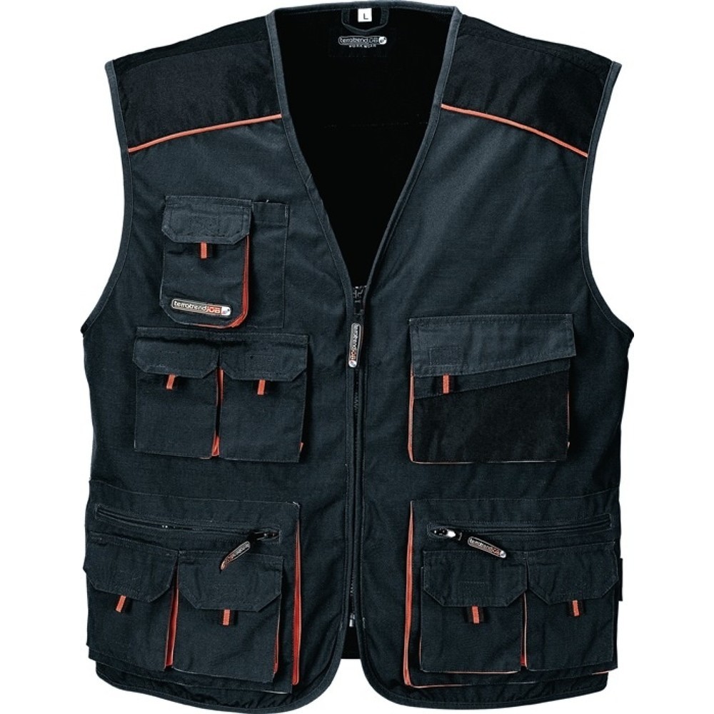 terratrendJOB Weste, dunkelgrau/schwarz/orange