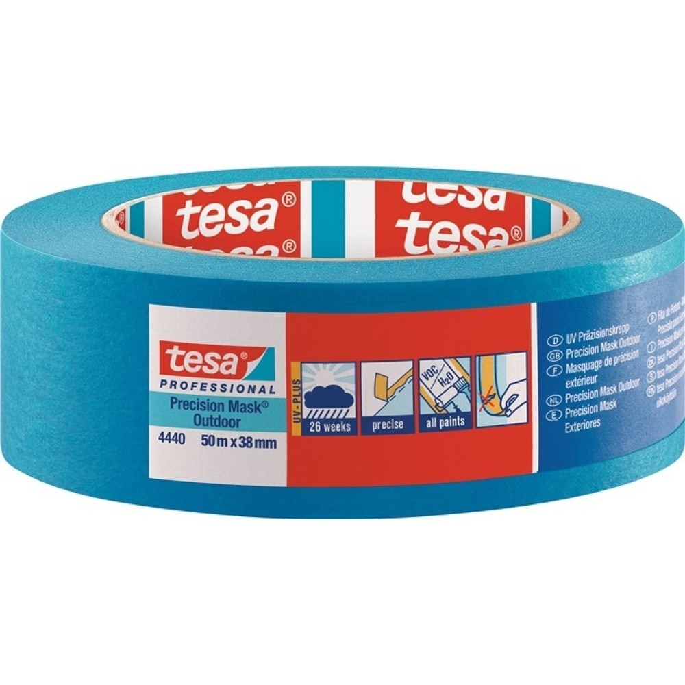 Produktabbildung: TESA Präzisionskrepp 4440 Aussen UV PLUS glatt blau L.50m B.25mm Rl