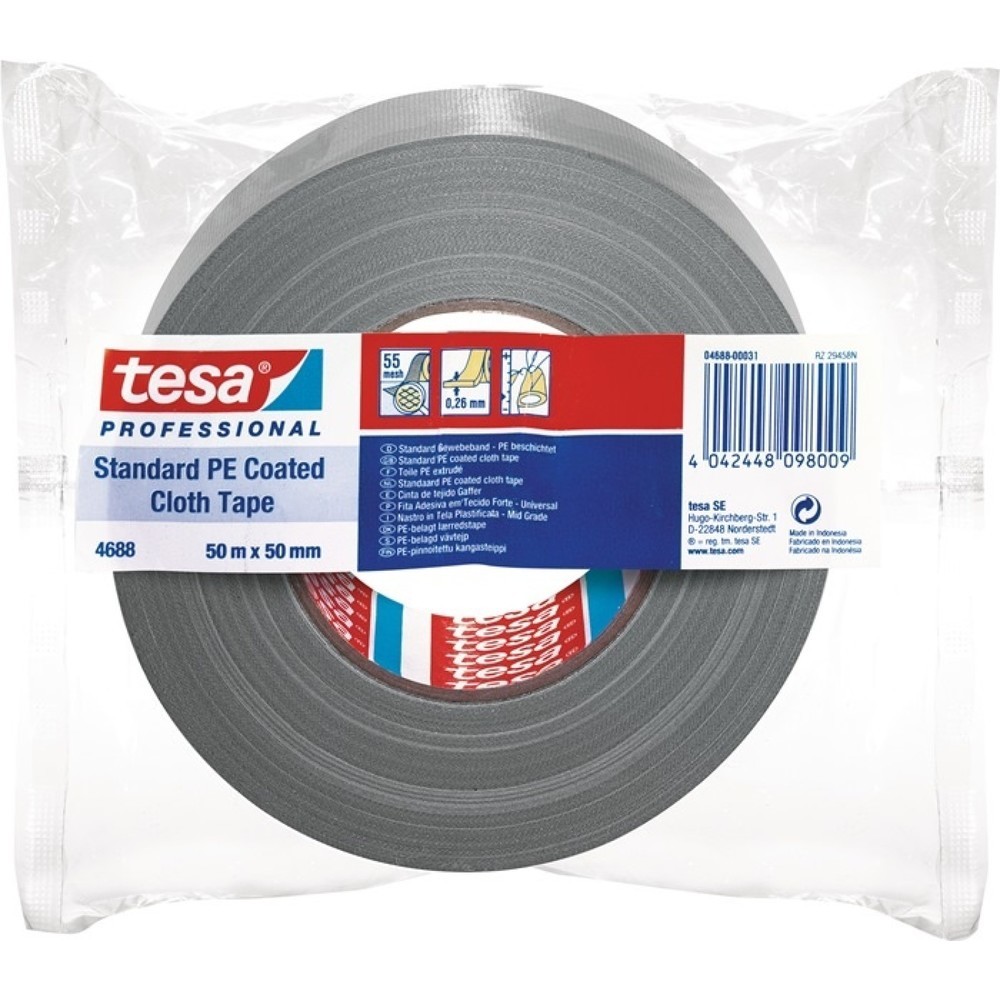 Produktabbildung Nr. 1: tesa® Ruban toilé tesa® band® Standard 4688, longueur 50 m largeur 50 mm, argent mat, rouleau
