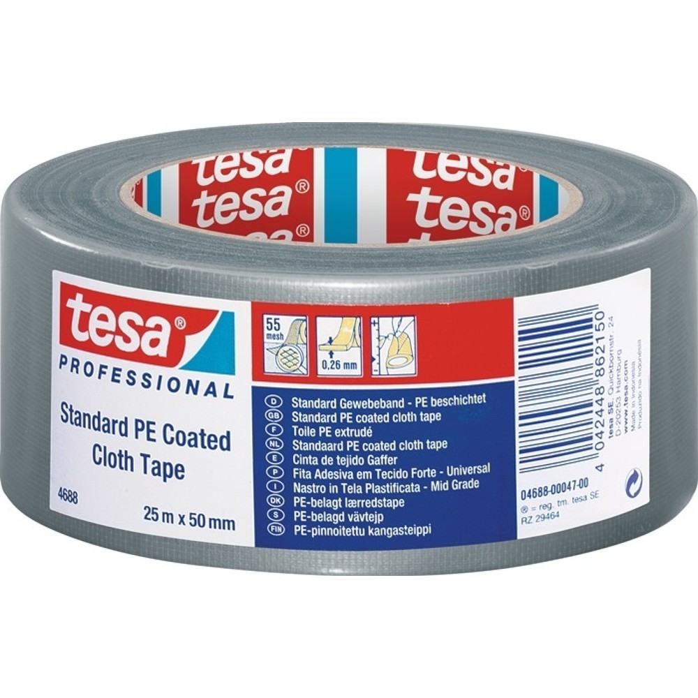 Illustration du produit: tesa® Ruban toilé tesa® band® Standard 4688, longueur 25 m largeur 50 mm, argent mat, rouleau