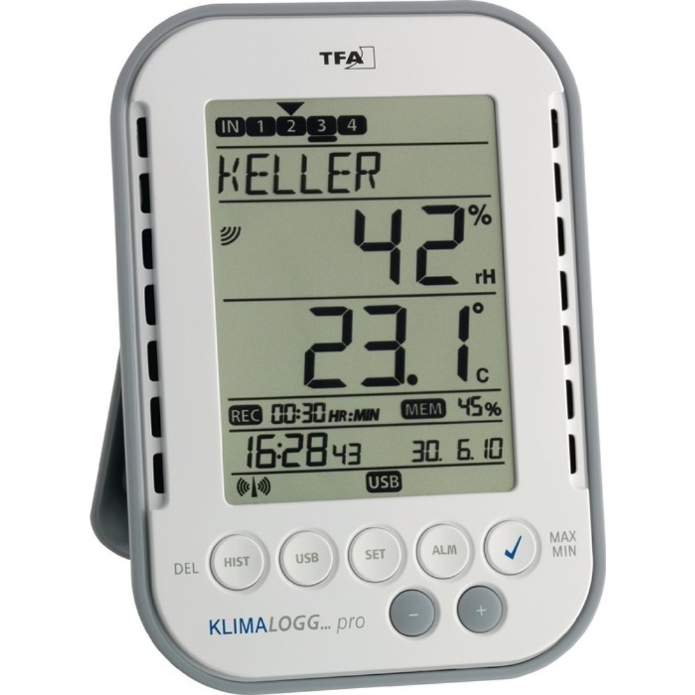 Illustration du produit: TFA Thermo-Hygrometer, H137xB98xT26mm, Messbereich 0 bis 50°C / Luft 1-99 %, Kunststoff